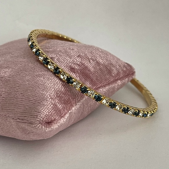 Vintage Jewelry - Sapphire blue & white rhinestone gold bracelet